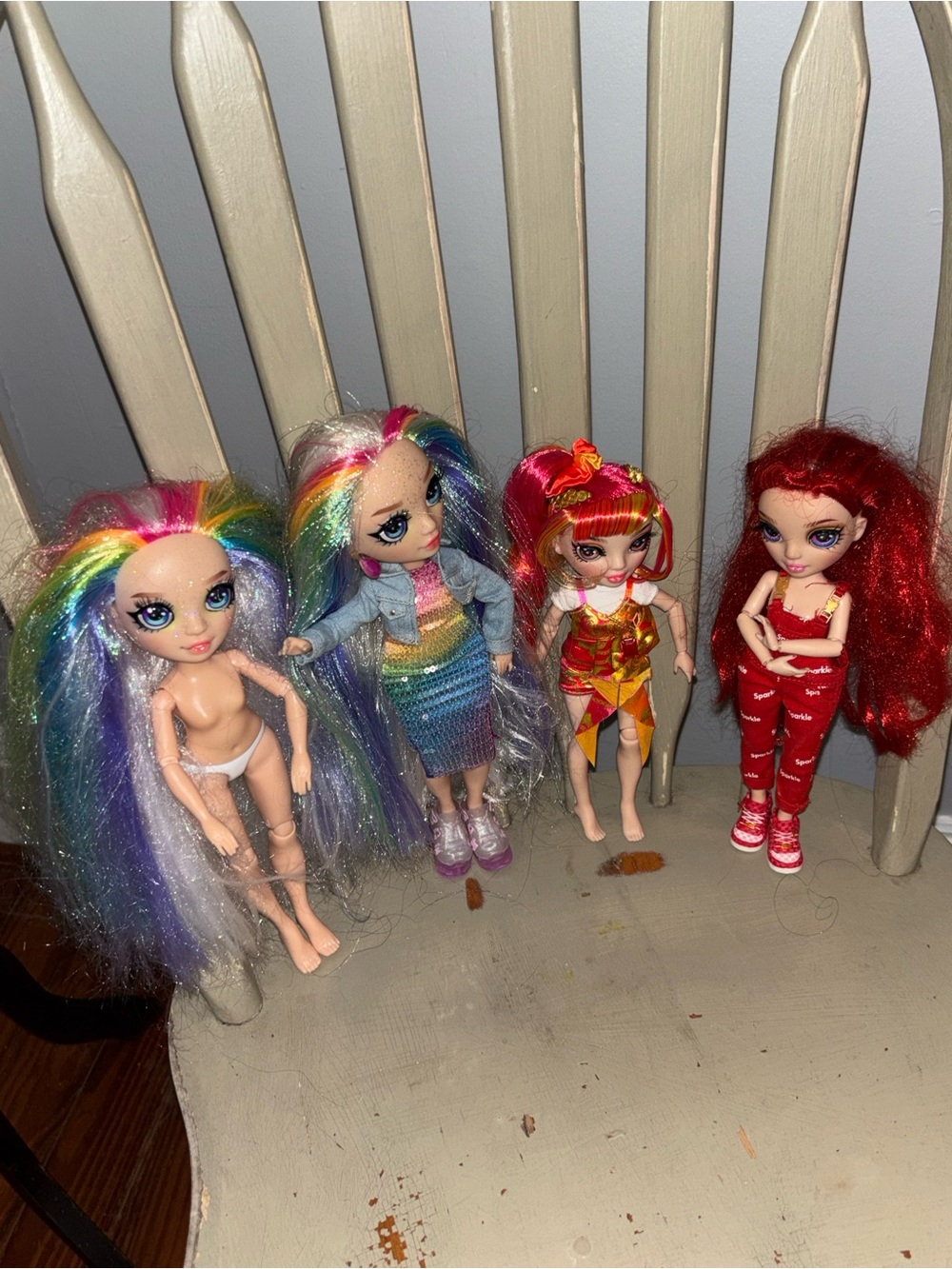 Rainbow-Style Fashion Doll Set with Multicolor and Red Hair - 4 Pack